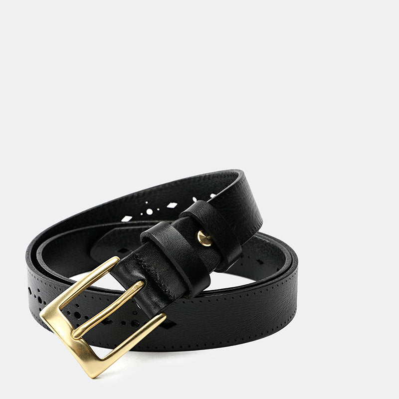 Hanmade Vege Tanned Leather Belt for Women 61006-Belts-Green-105-125-Free Shipping Leatheretro