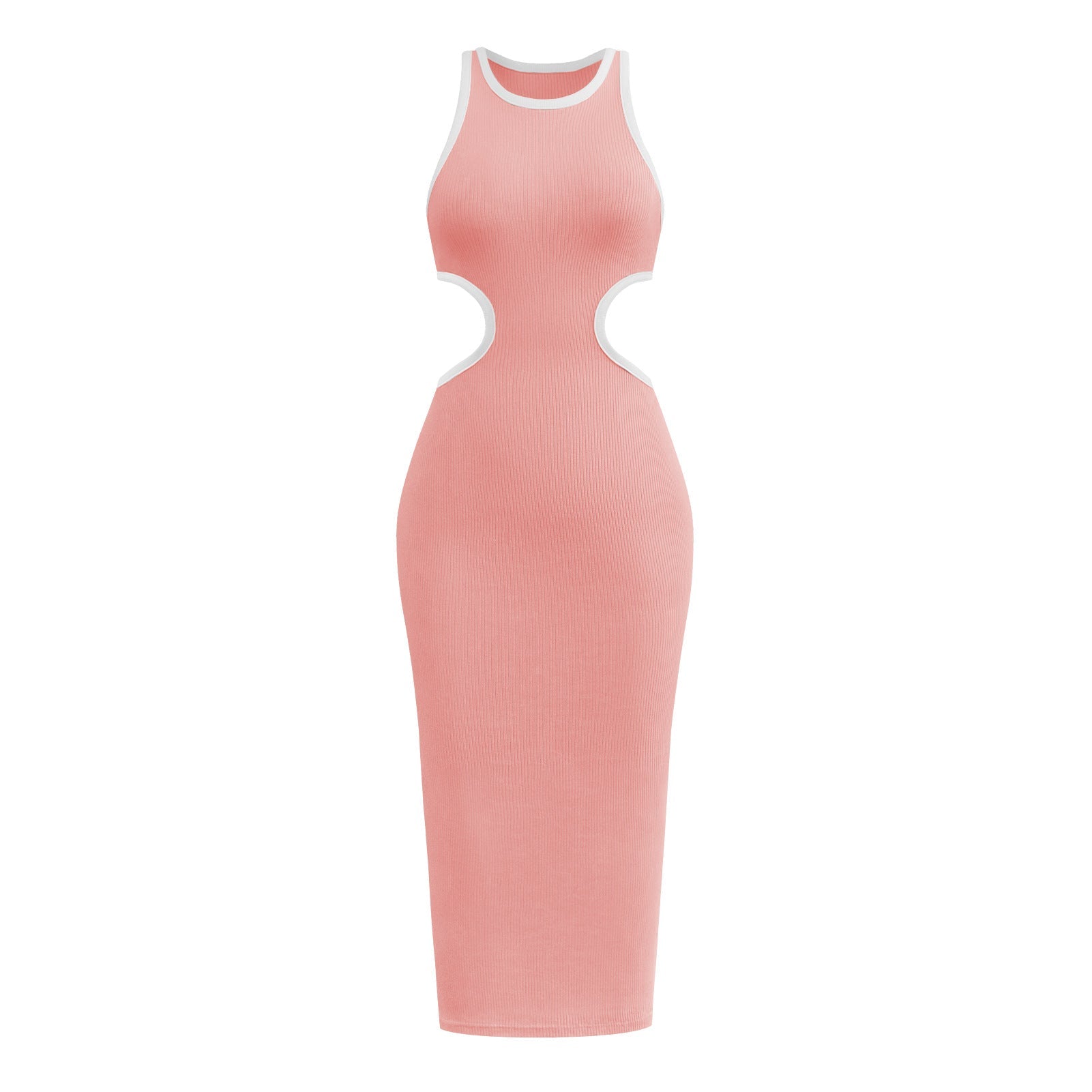 Sexy Backless Knitted Sheath Midi Dresses-Dresses-Pink-S-Free Shipping Leatheretro