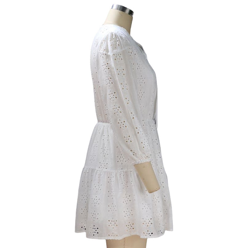 Summer Half Sleeves Mini Dresses-Dresses-White-S-Free Shipping Leatheretro