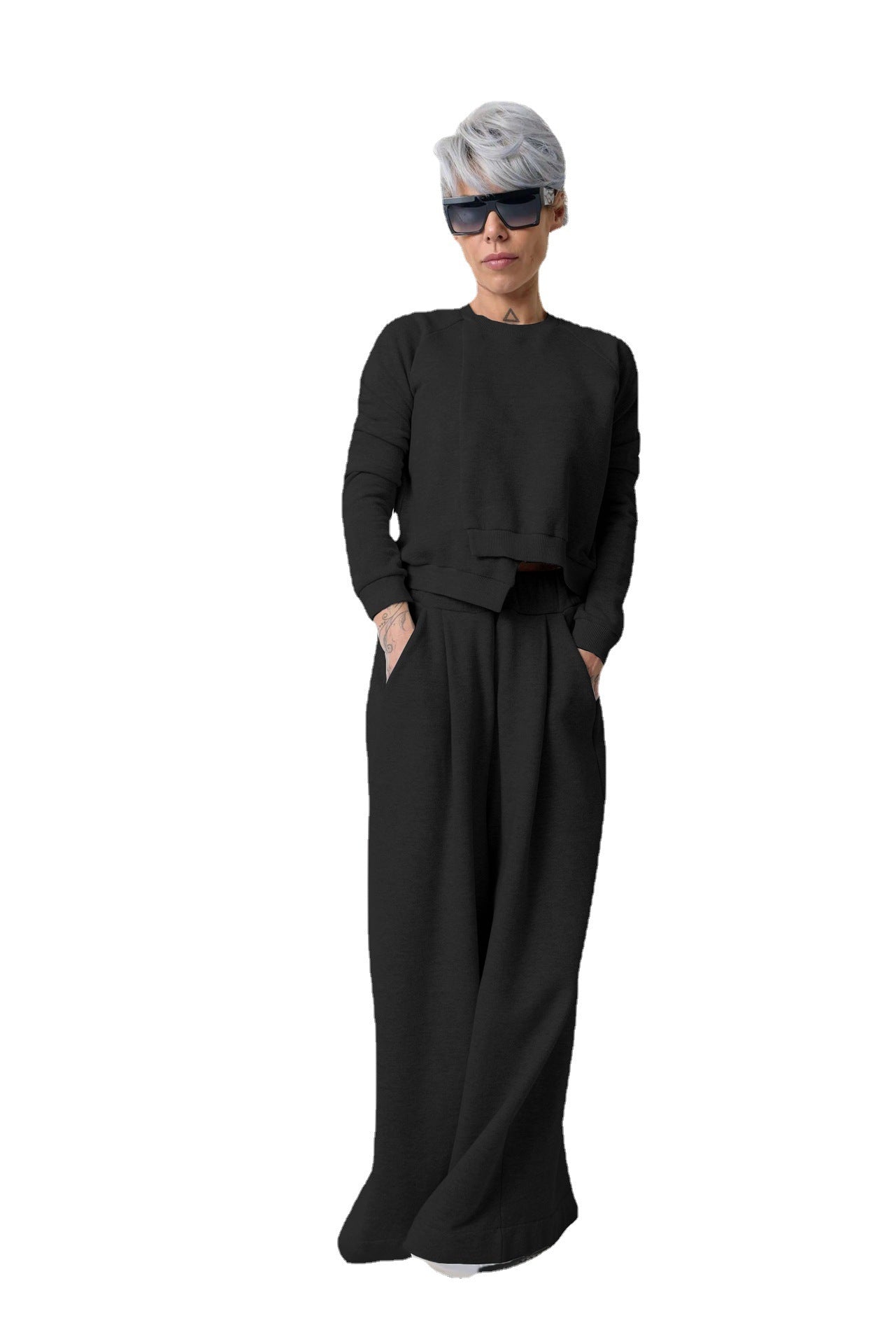 Casual Two Pieces Fall Women Outsuits-Suits-Black-S-Free Shipping Leatheretro