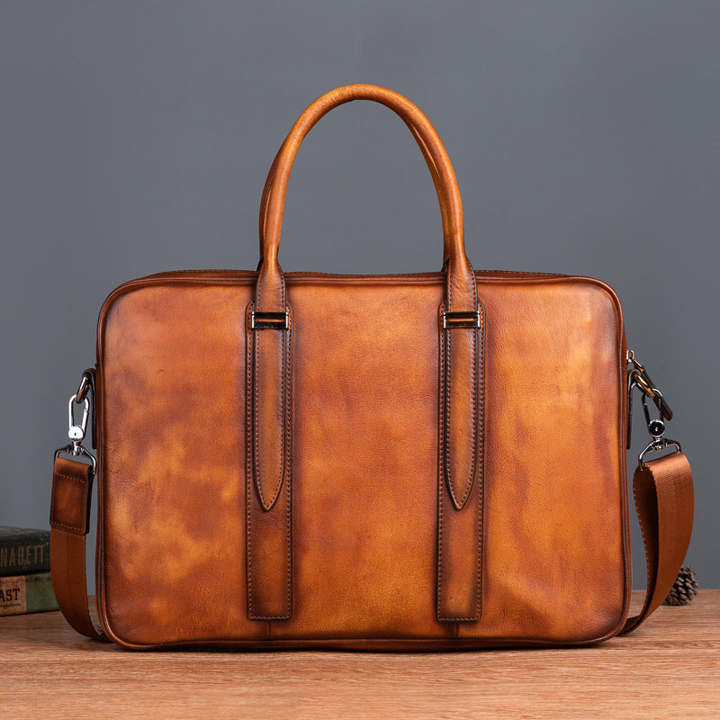 Vintage Leather Casual Briefcase for Men 1310-Leather Briefcase-Brown-Free Shipping Leatheretro