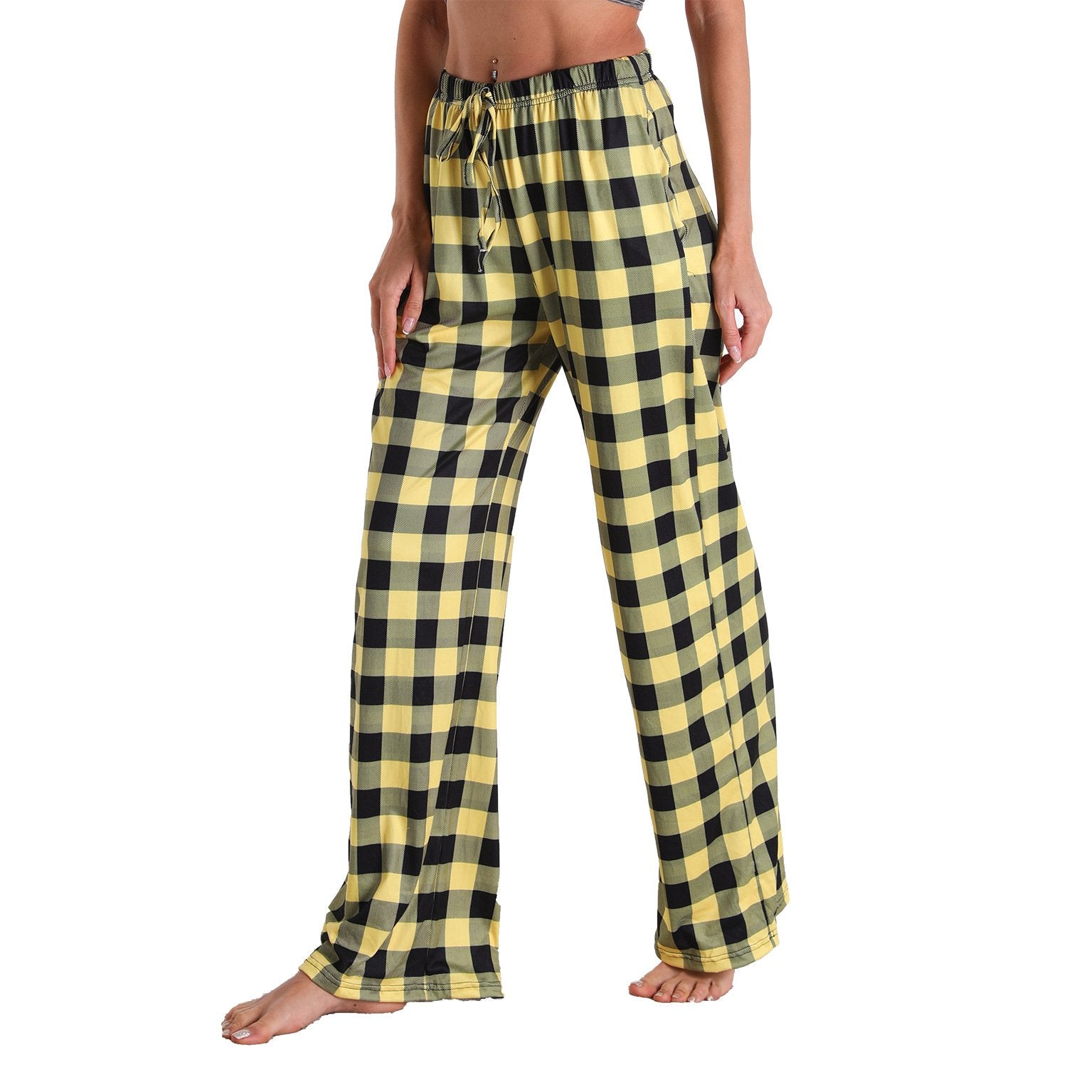 Causal Plaid Women Pajamas Pants Elastic Cord-Pajamas-3011-S-Free Shipping Leatheretro