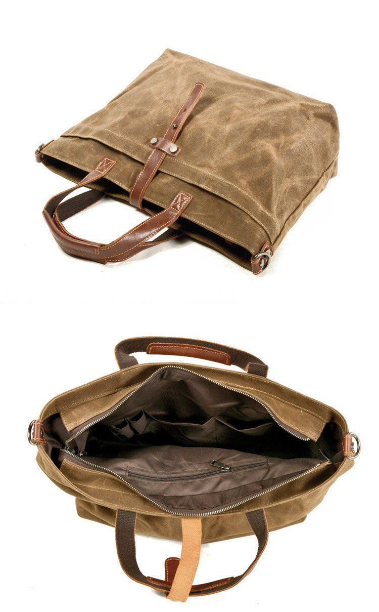 Vintage Waxed Canvas Tote Handbags for Women 9706-Handbags-Khaki-Free Shipping Leatheretro