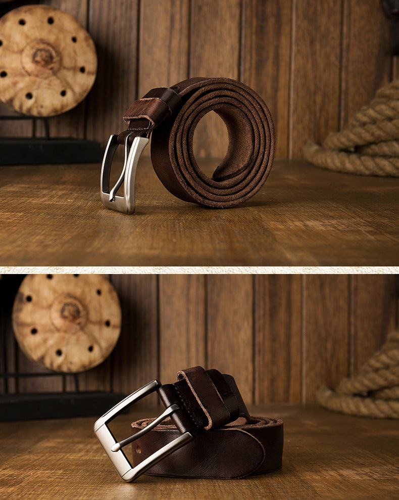 Handmade Casual Pin Buckle Leather Belt-Leather Belt-Coffee-130cm-Free Shipping Leatheretro