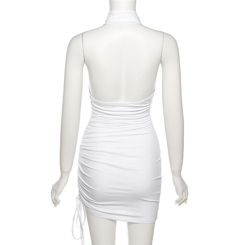 Sexy Halter Backless Summer Bodycon Dresses-Dresses-White-S-Free Shipping Leatheretro