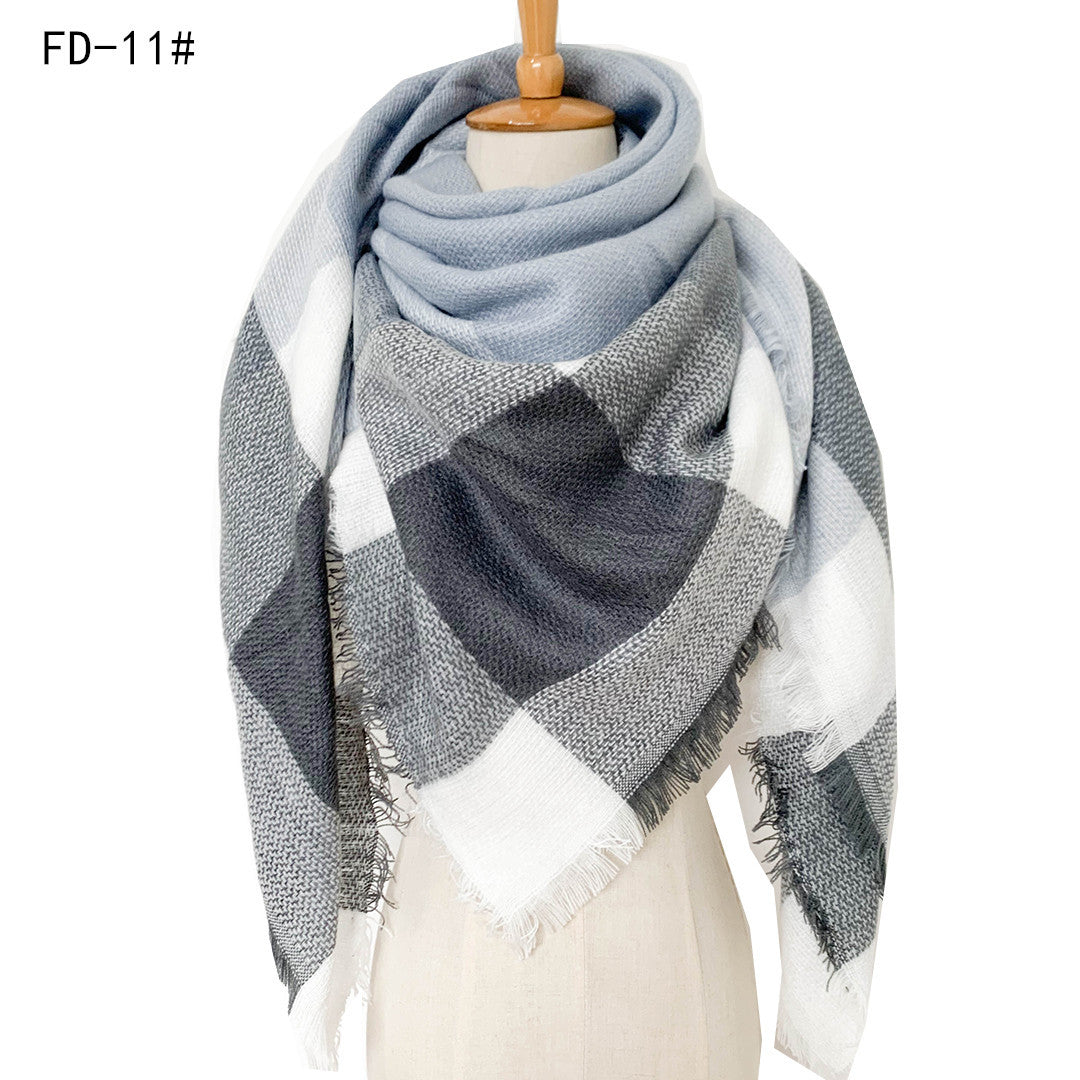 Winter Warm Plaid Scarves for Women-Scarves & Shawls-Light Blue-140cm-Free Shipping Leatheretro