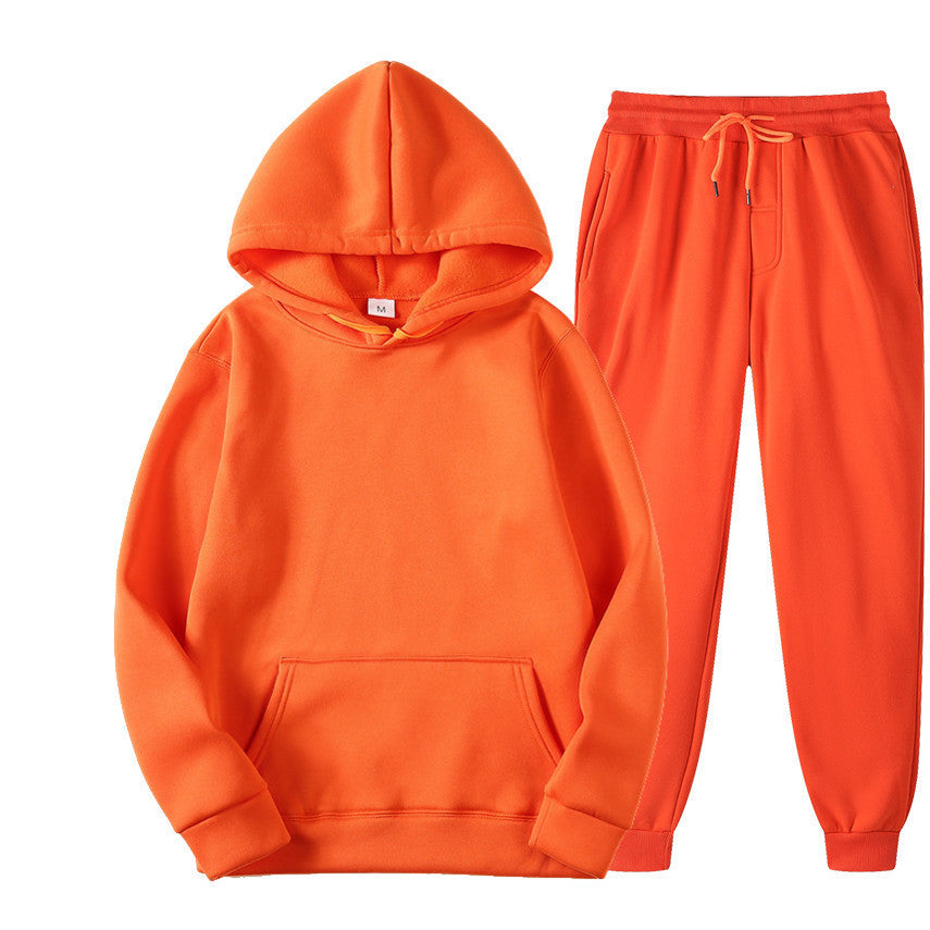 Casual Pullover Hoodies and Sports Pants Sets for Women and Men-Suits-Orange-S-Free Shipping Leatheretro