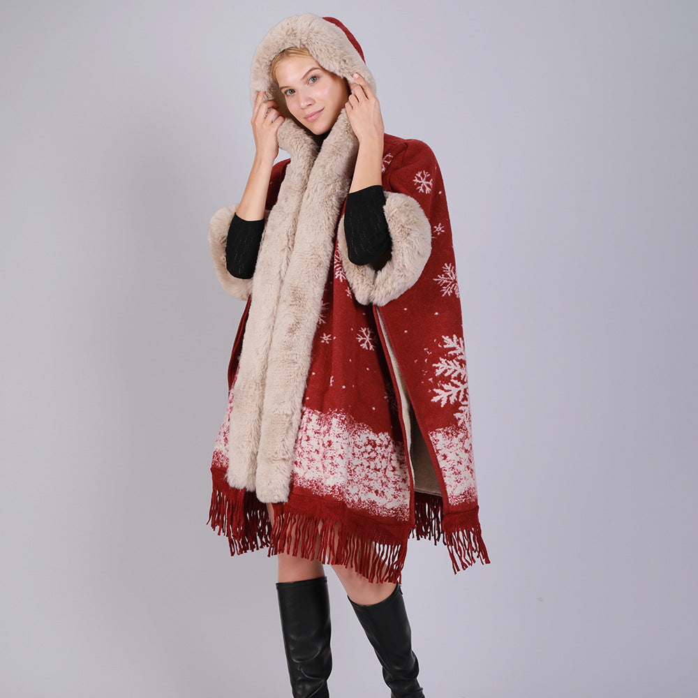 Christmas Red Velvet Hoodies Overcoat for Women-Outerwear-Red-Free Shipping Leatheretro