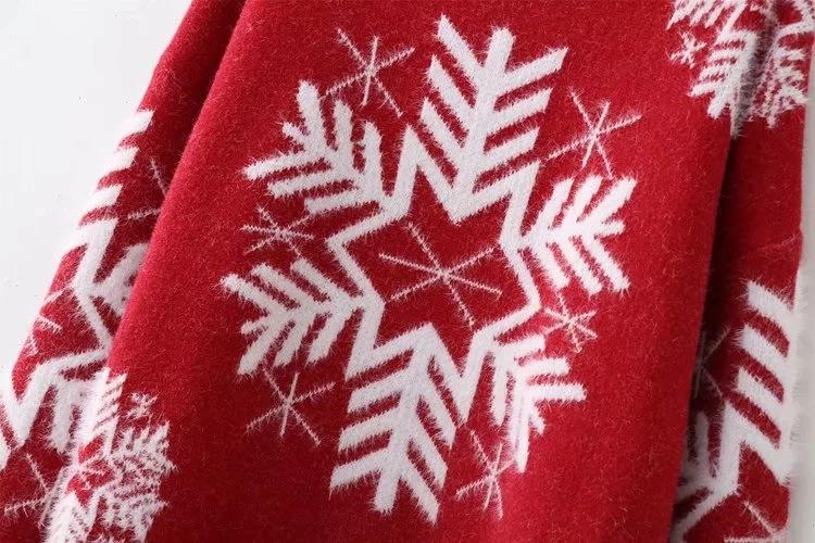 Christmas Snowflake High Neck Knitting Women Sweaters-Shirts & Tops-Khaki-One Size-Free Shipping Leatheretro