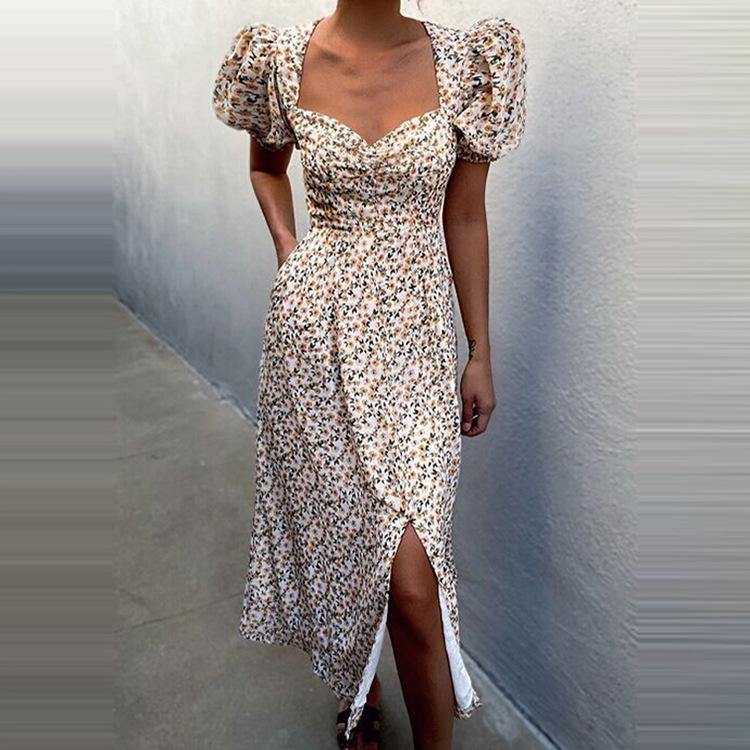 Sweet Summer Short Sleeves Cute Dresses-Mini Dresses-Apricot-S-Free Shipping Leatheretro