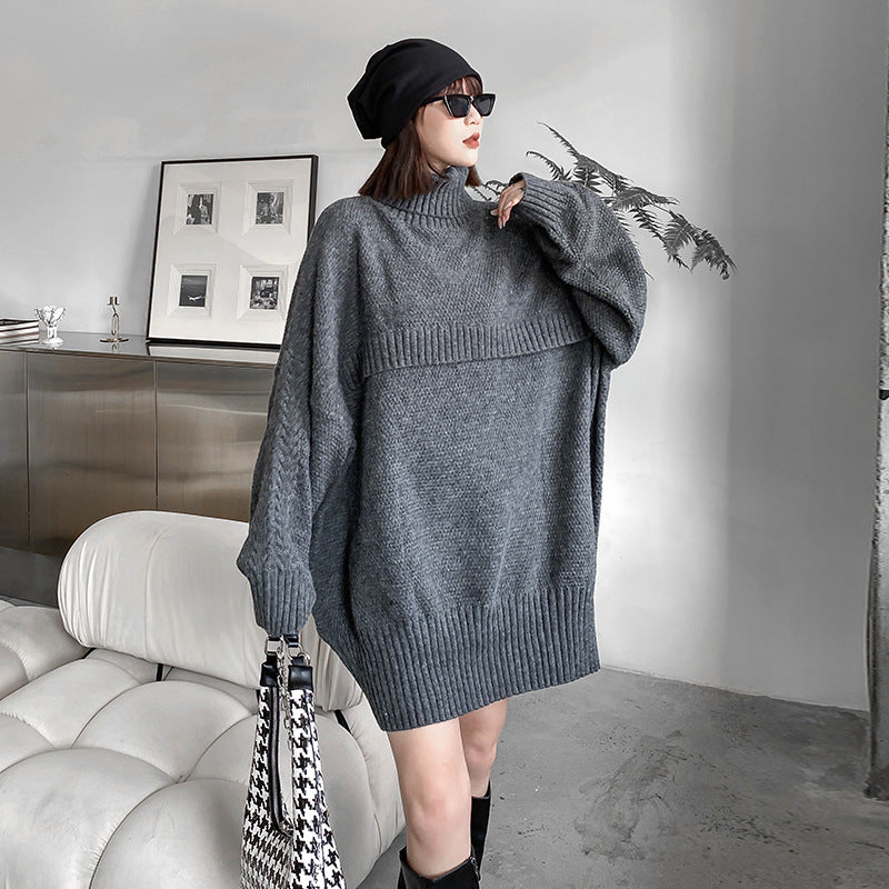 Warm Turtleneck Pullover Knitting Sweaters for Women-Sweater&Hoodies-Gray-Free Shipping Leatheretro