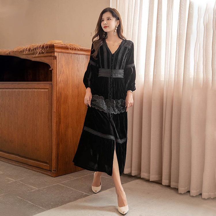 Vintage Long Sleeves Winter Dresses-Dresses-Black-S-Free Shipping Leatheretro
