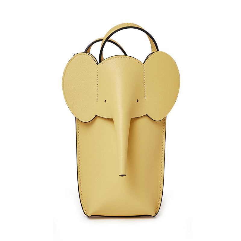 Fashion Elephant Shape Mini Leather Cellphone Bag 873-Leather cellphoe bag-Yellow-Free Shipping Leatheretro