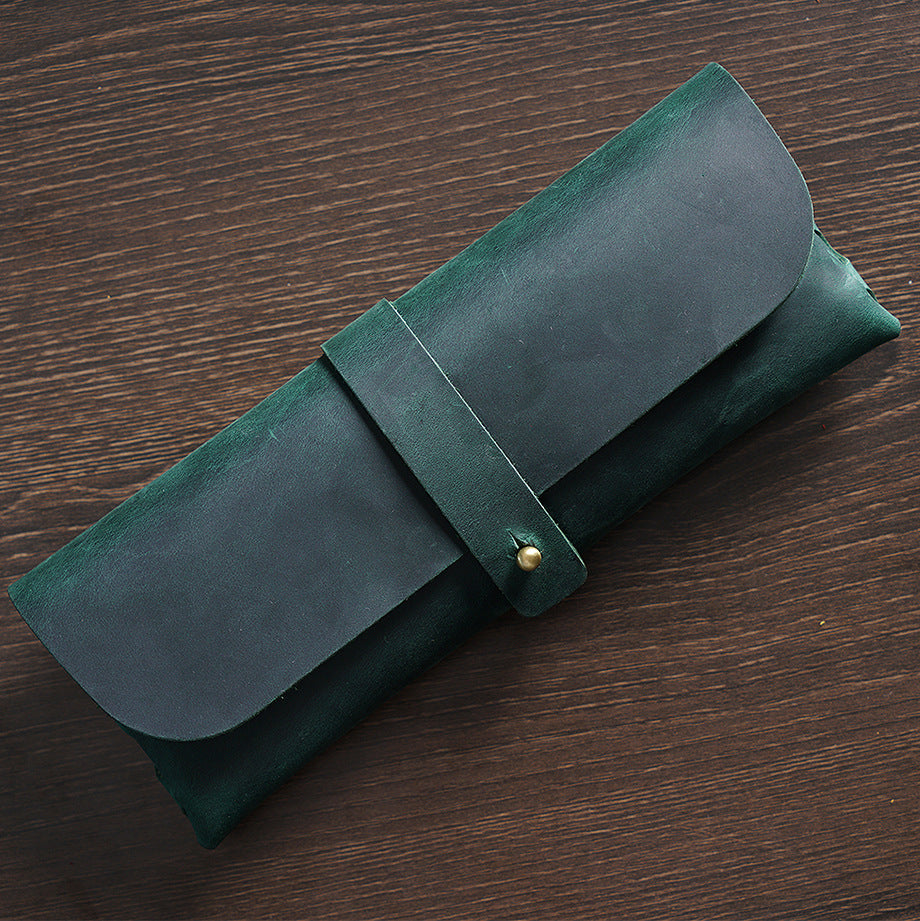 Vintage Cowhide Leather Pen Holder-Leather Pen Cases-Green-Free Shipping Leatheretro