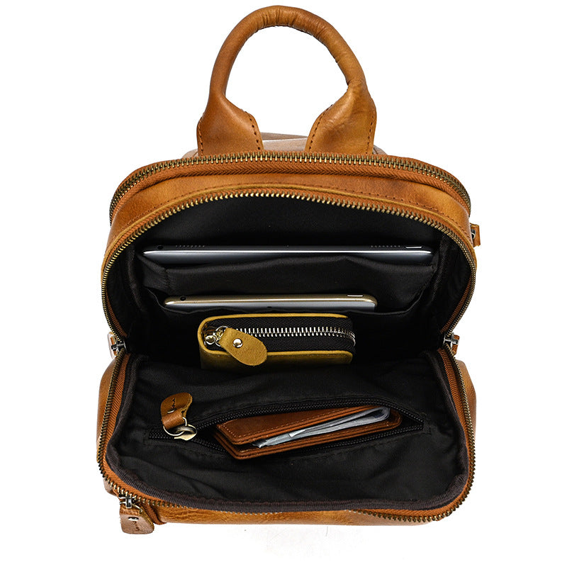 Vintage Leather Chest Bag for Men 9336-Saddle Bags & Panniers-Cray Horse Leather-Brown-Free Shipping Leatheretro