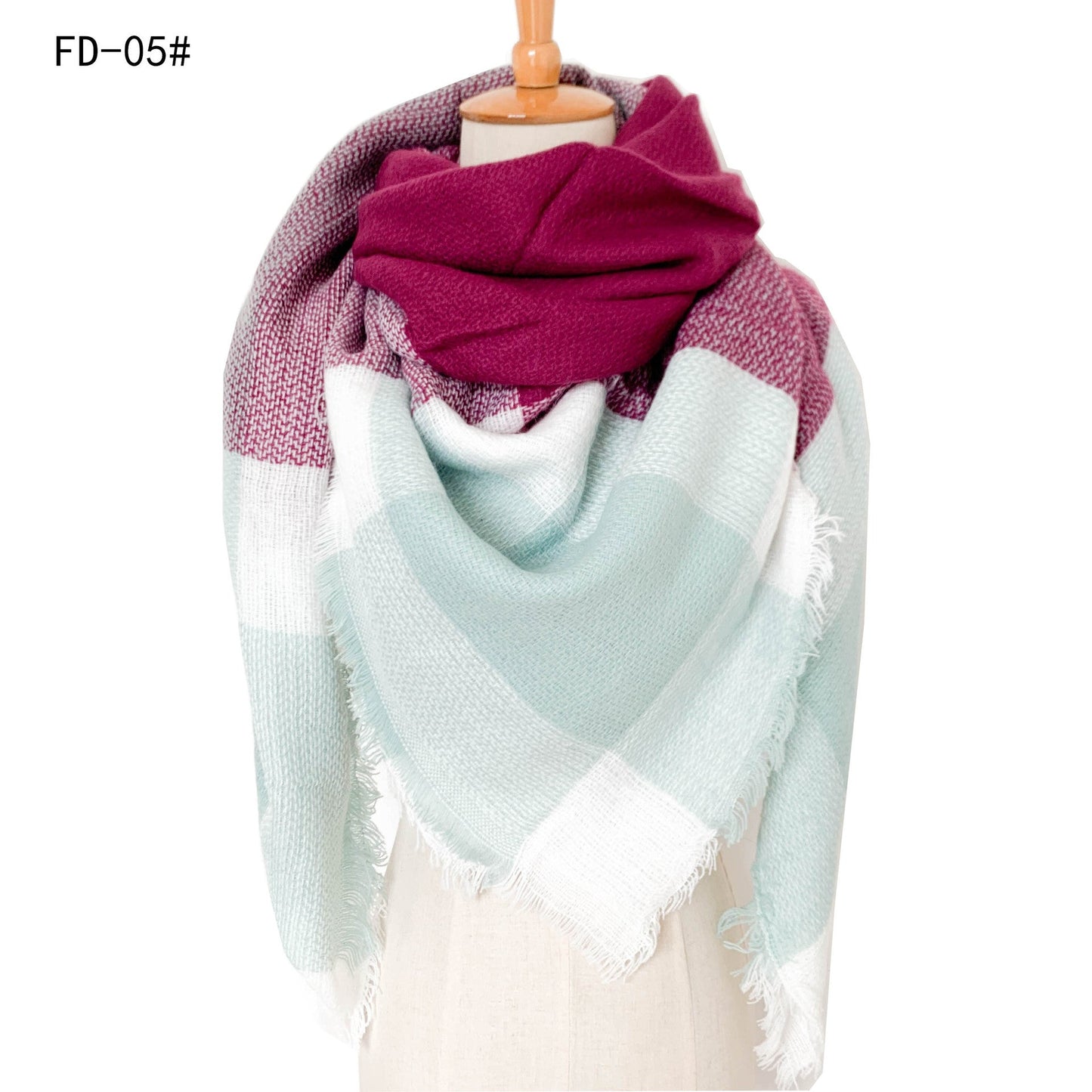 Winter Warm Plaid Scarves for Women-Scarves & Shawls-Purple-140cm-Free Shipping Leatheretro
