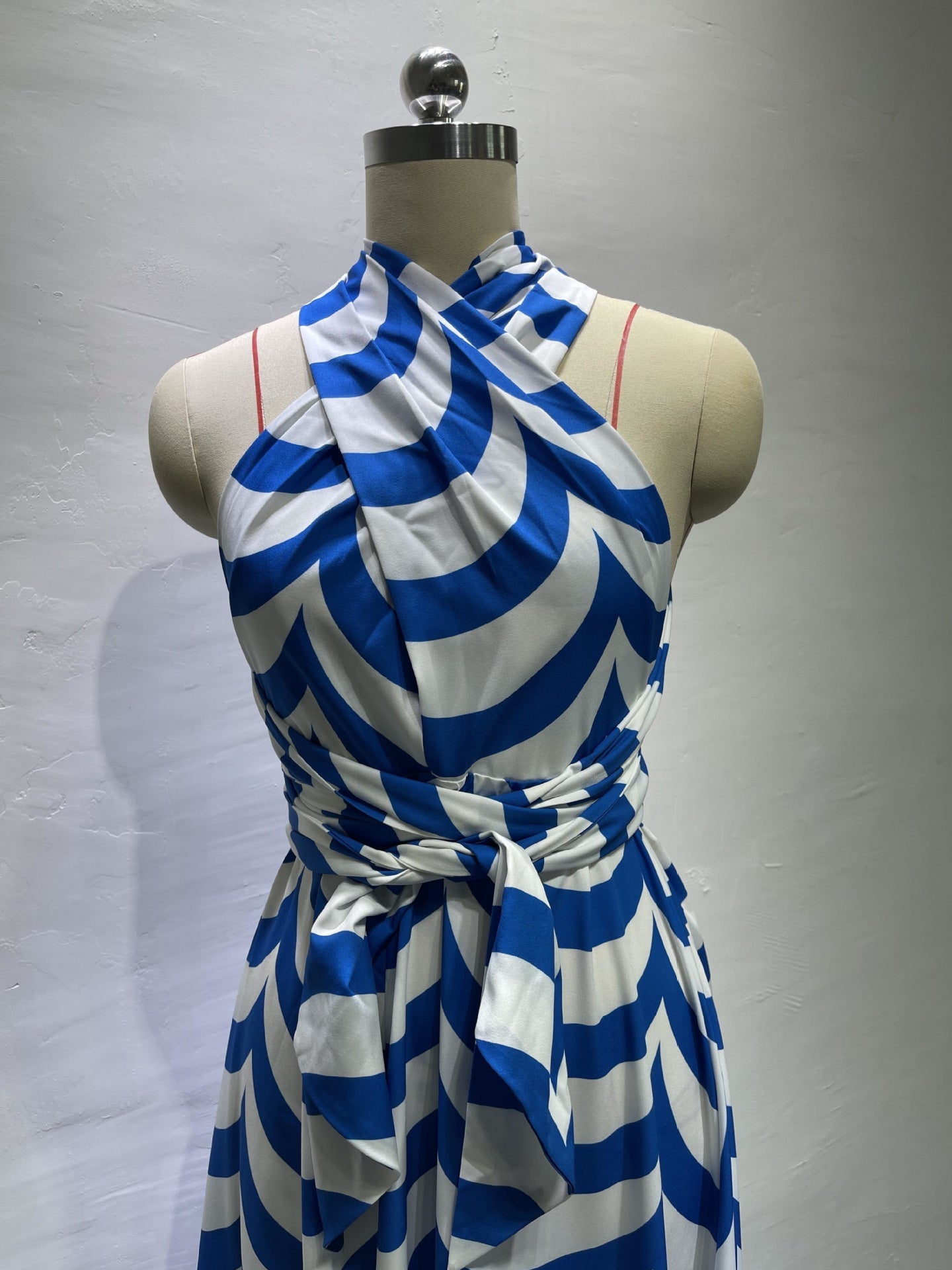 Summer Halter High Waist Women Long Dresses-Dresses-Striped-S-Free Shipping Leatheretro