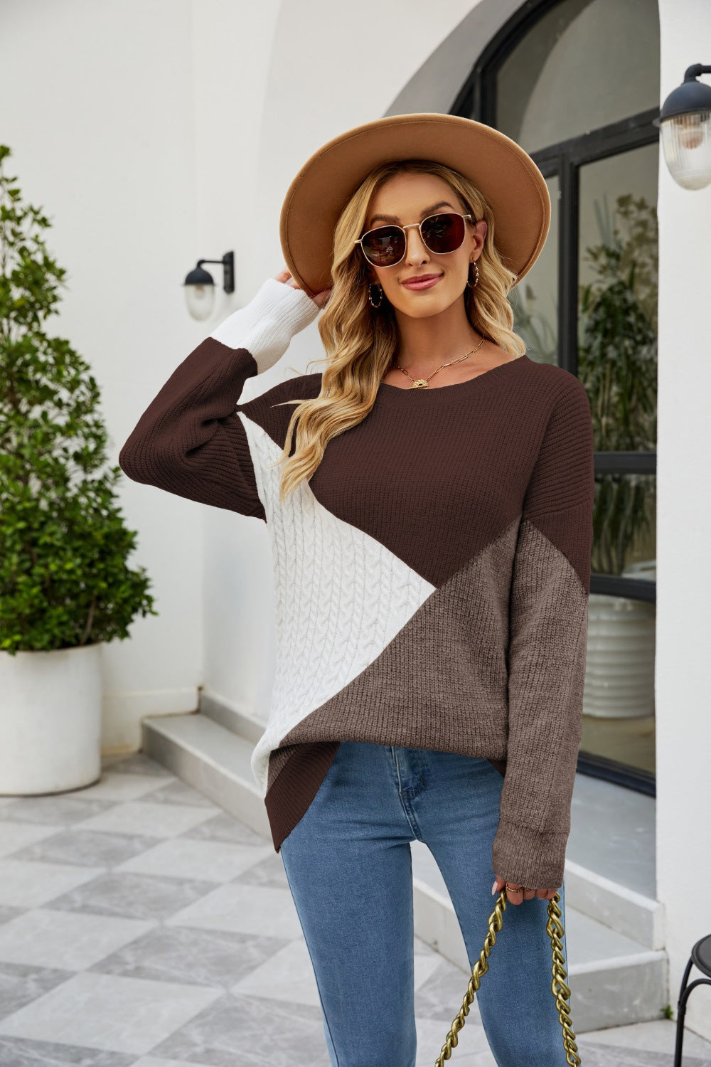 Fashion Plus Sizes Pullover Knitted Sweaters-Shirts & Tops-Coffee-S-Free Shipping Leatheretro