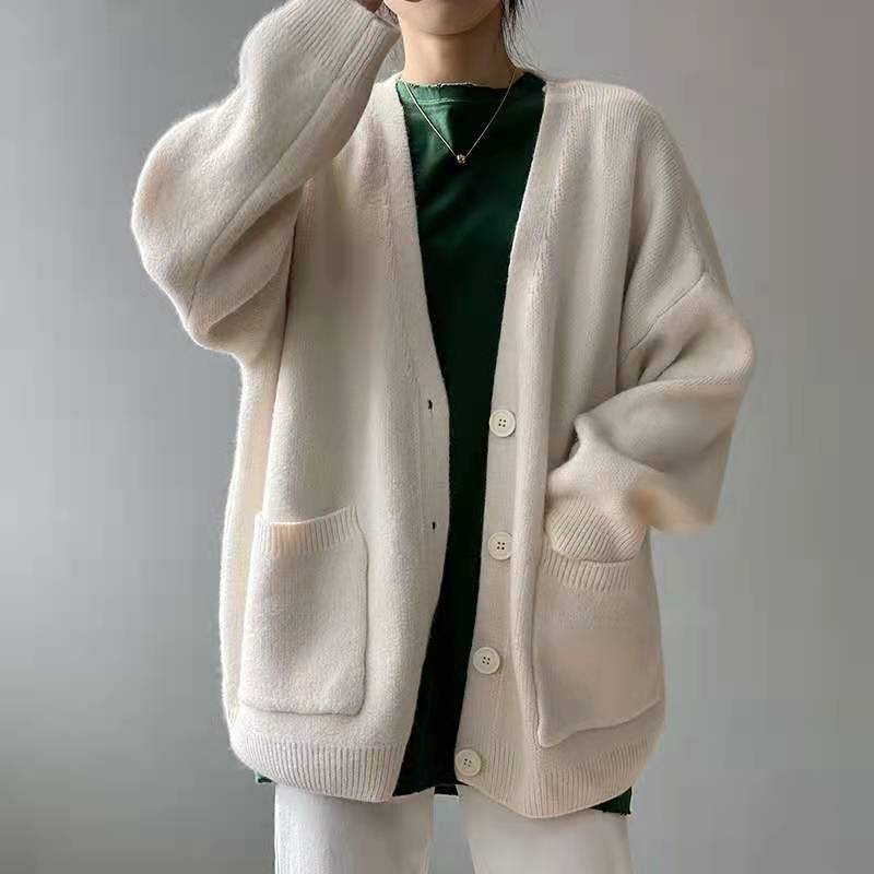 Casual Winter Women Knitted Cardigan Sweaters-Shirts & Tops-Apricot-One Size-Free Shipping Leatheretro