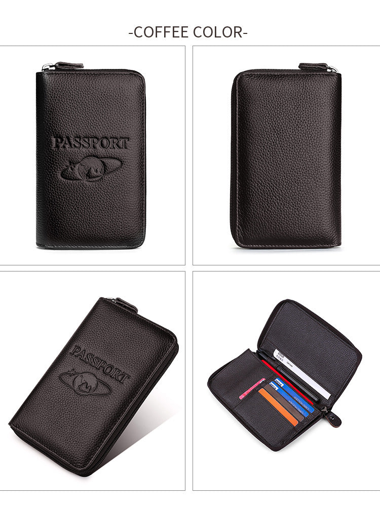 Vintage Cowhide Leather Passport Case 8298-Leather Passport Case-Black-Free Shipping Leatheretro