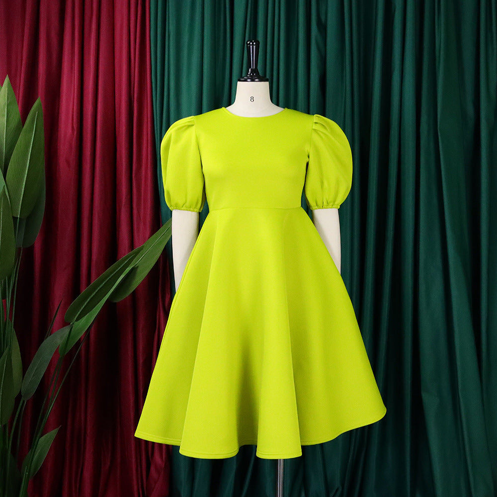 Fashion Plus Sizes A Line Dresses-Dresses-Yellow-S-Free Shipping Leatheretro