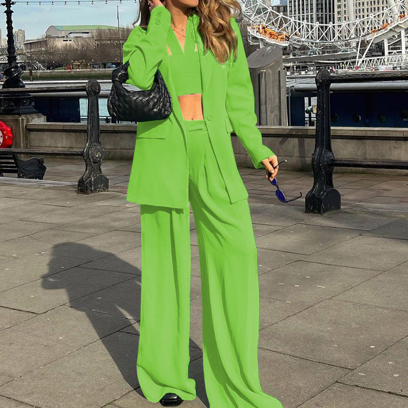 Fashion Three Pieces Outfits for Women-Suits-Green-S-Free Shipping Leatheretro