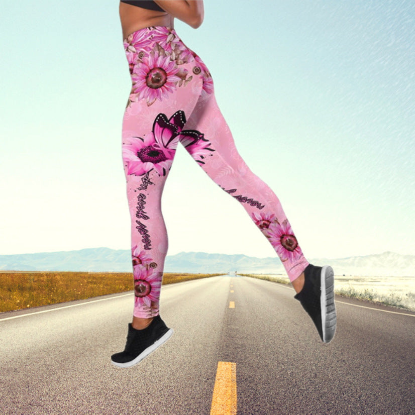 Sexy Butterfly Design High Waist Yoga Leggings-Activewear-Pink-S-Free Shipping Leatheretro