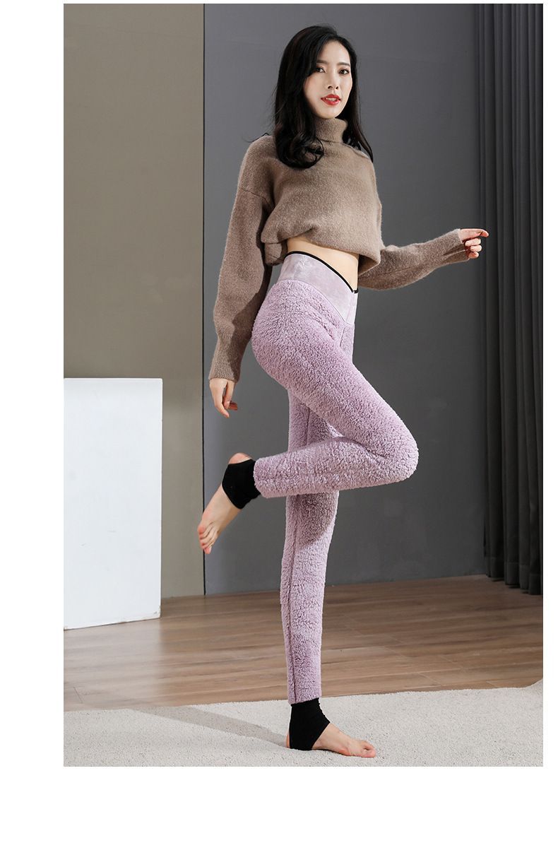 Winter Warm Velvet High Waist Pants Leggings-Women Pants-Ivory-45-70kg-Free Shipping Leatheretro