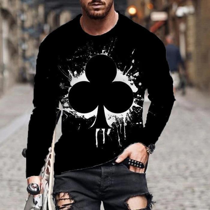 Casual Men Poke Design Long Sleeves T Shirts-Men's T Shirts-7-S-Free Shipping Leatheretro