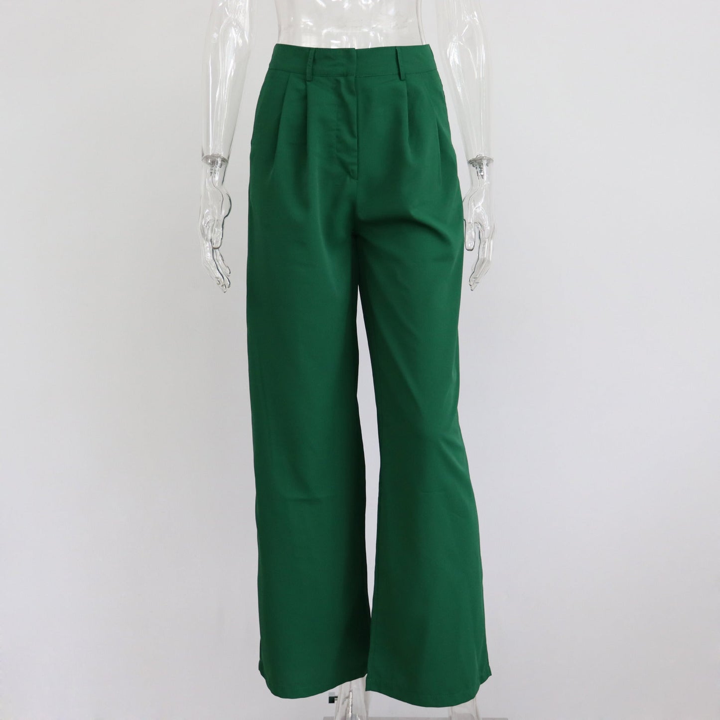 Casual High Waist Women Wide Legs Pants-Pants-Green-S-Free Shipping Leatheretro