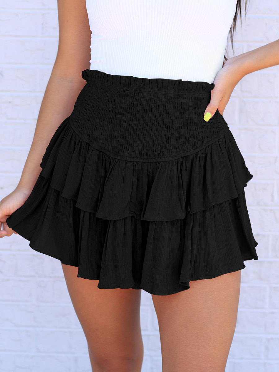 Fashion Tiered Sexy Mini Skirts for Girls-Skirts-Ivory-S-Free Shipping Leatheretro