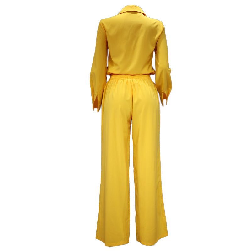 Fashion Fall Two Pieces Women Suits-Two Pieces Outfits-Yellow-S-Free Shipping Leatheretro