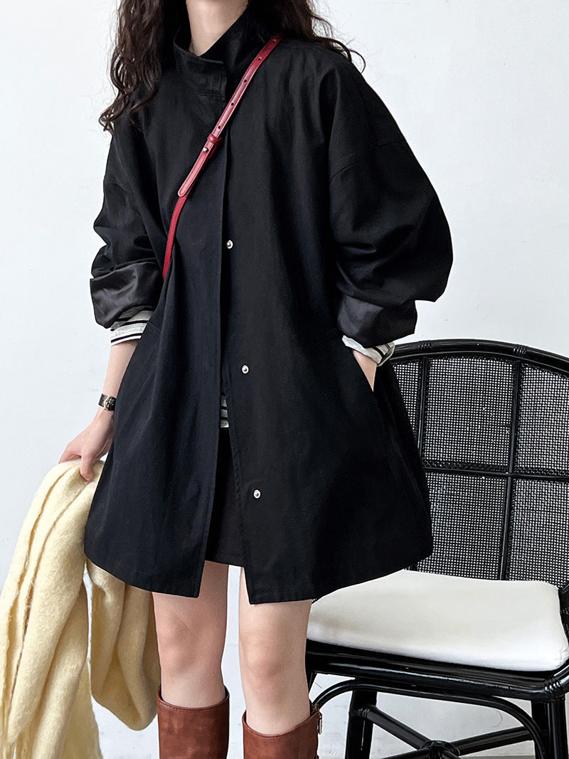 Fashion Stand Collar Oversize Coats-Coats & Jackets-Apricot-M-Free Shipping Leatheretro