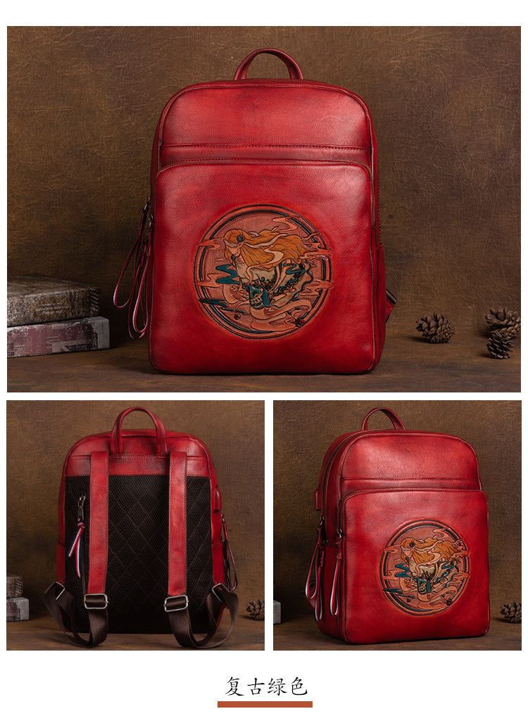 Vintage Cowhide Handmade Leather Laptop Backpack 9772-Backpacks-Brown-Free Shipping Leatheretro