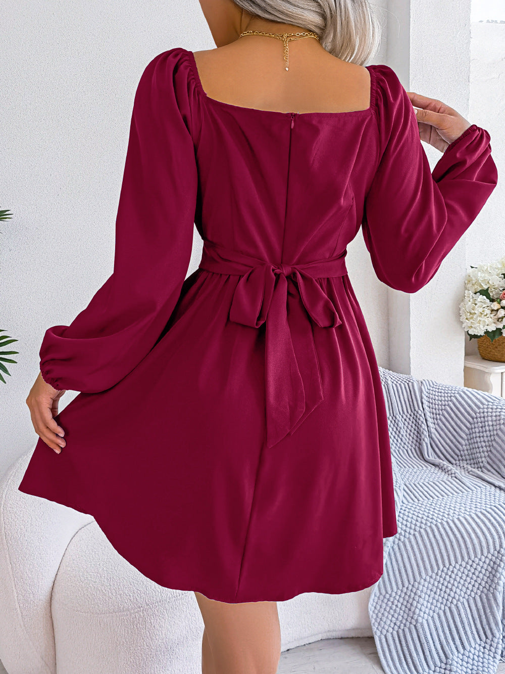 Casual Long Sleeves Short Daily Dresses-Dresses-White-S-Free Shipping Leatheretro