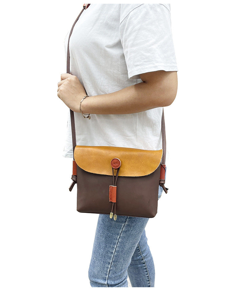 Casual Cowhide Leather Shoulder Handbags for Women 6012-Handbags-Vintage Yellow-Free Shipping Leatheretro