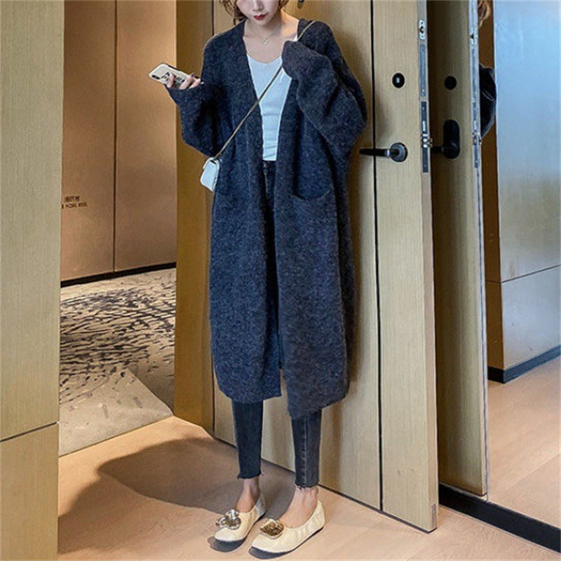 Casual Winter Long Knitted Coats for Girls-Outerwear-Black-One Size-Free Shipping Leatheretro