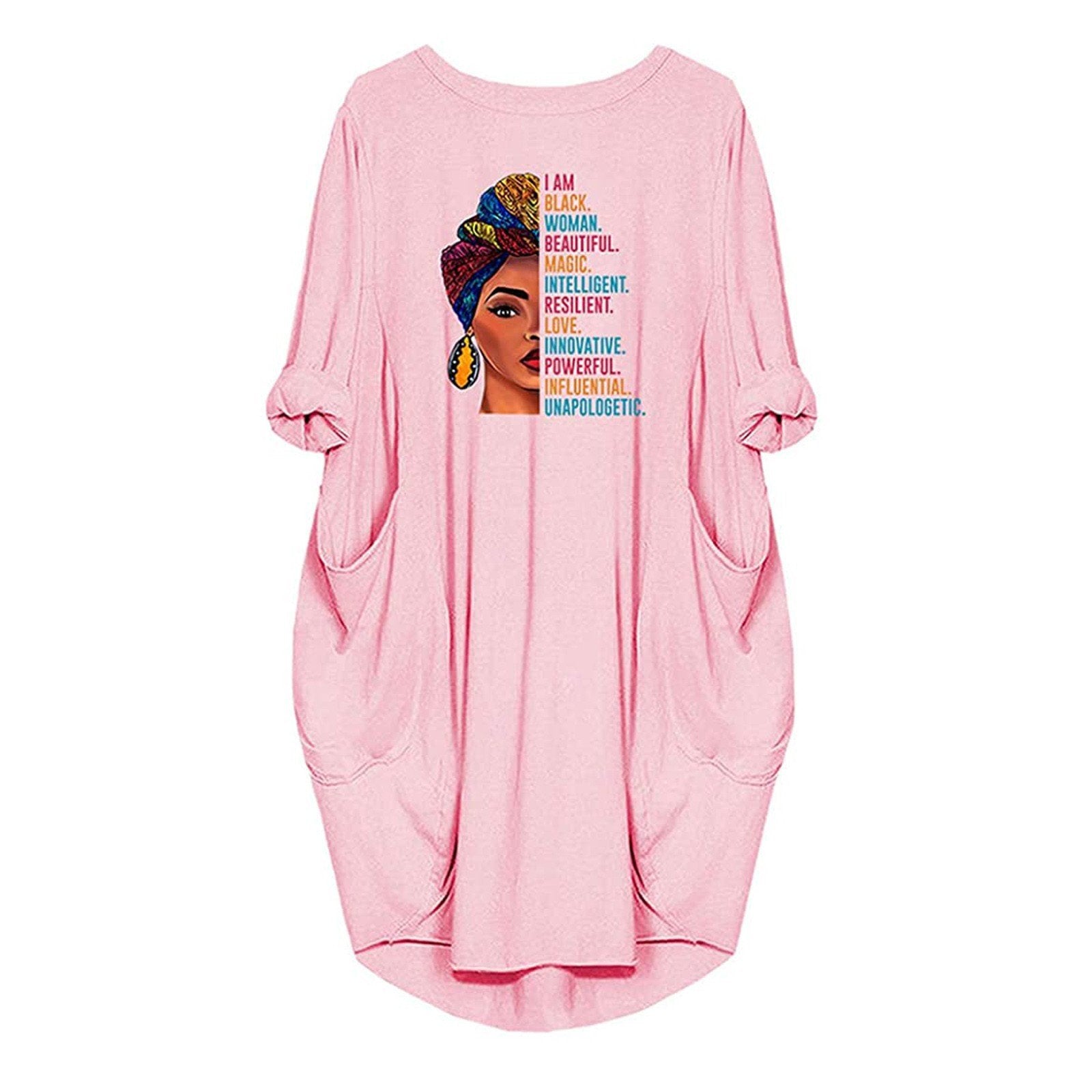 African Casual Round Neck Plus Sizes Top Blouses-Women Blouses-Pink-S-Free Shipping Leatheretro