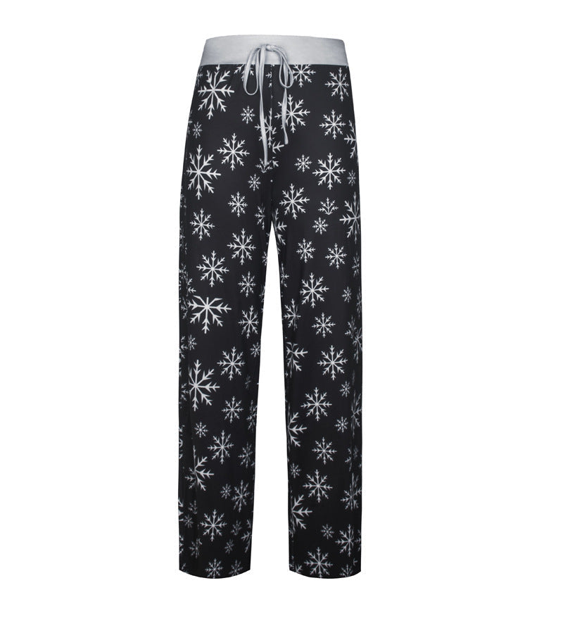 Casual Merry Christmas Wide Legs Pants for Women-Pants-White Deer-S-Free Shipping Leatheretro