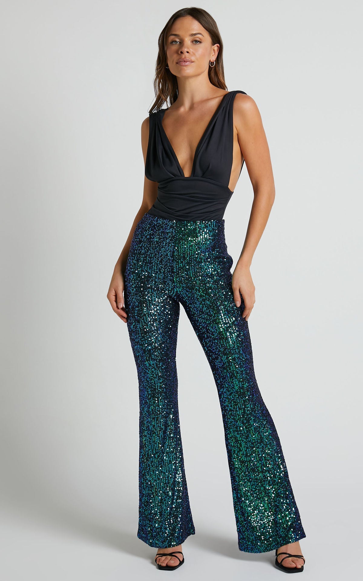 Fashion High Waist Sequined Trumpet Pants for Women-Pants-White-S-Free Shipping Leatheretro