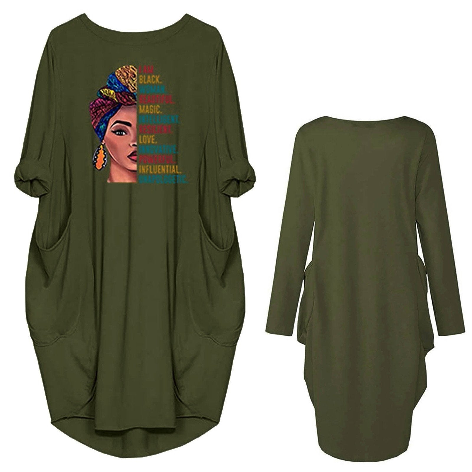 African Casual Round Neck Plus Sizes Top Blouses-Women Blouses-Green-S-Free Shipping Leatheretro