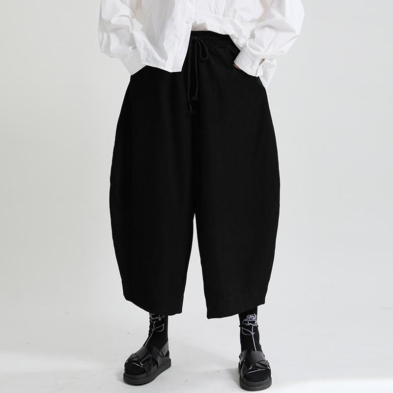 Vintage Women Causal Wide Leg Pants-Women Pants-Black-One Size-Free Shipping Leatheretro
