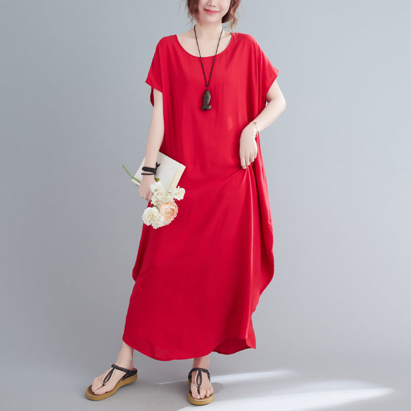 Summer Simple Design Long Cozy Dresses-Dresses-White-One Size (45-75KG)-Free Shipping Leatheretro