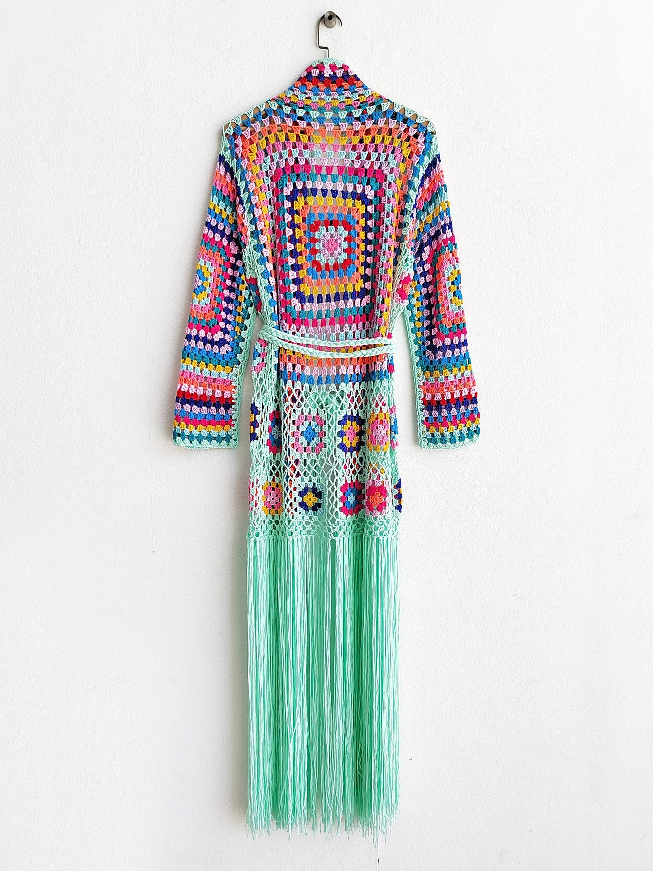 Colorful Crochet Irregular Tassels Coats for Women-Shirts & Tops-Black-S-Free Shipping Leatheretro