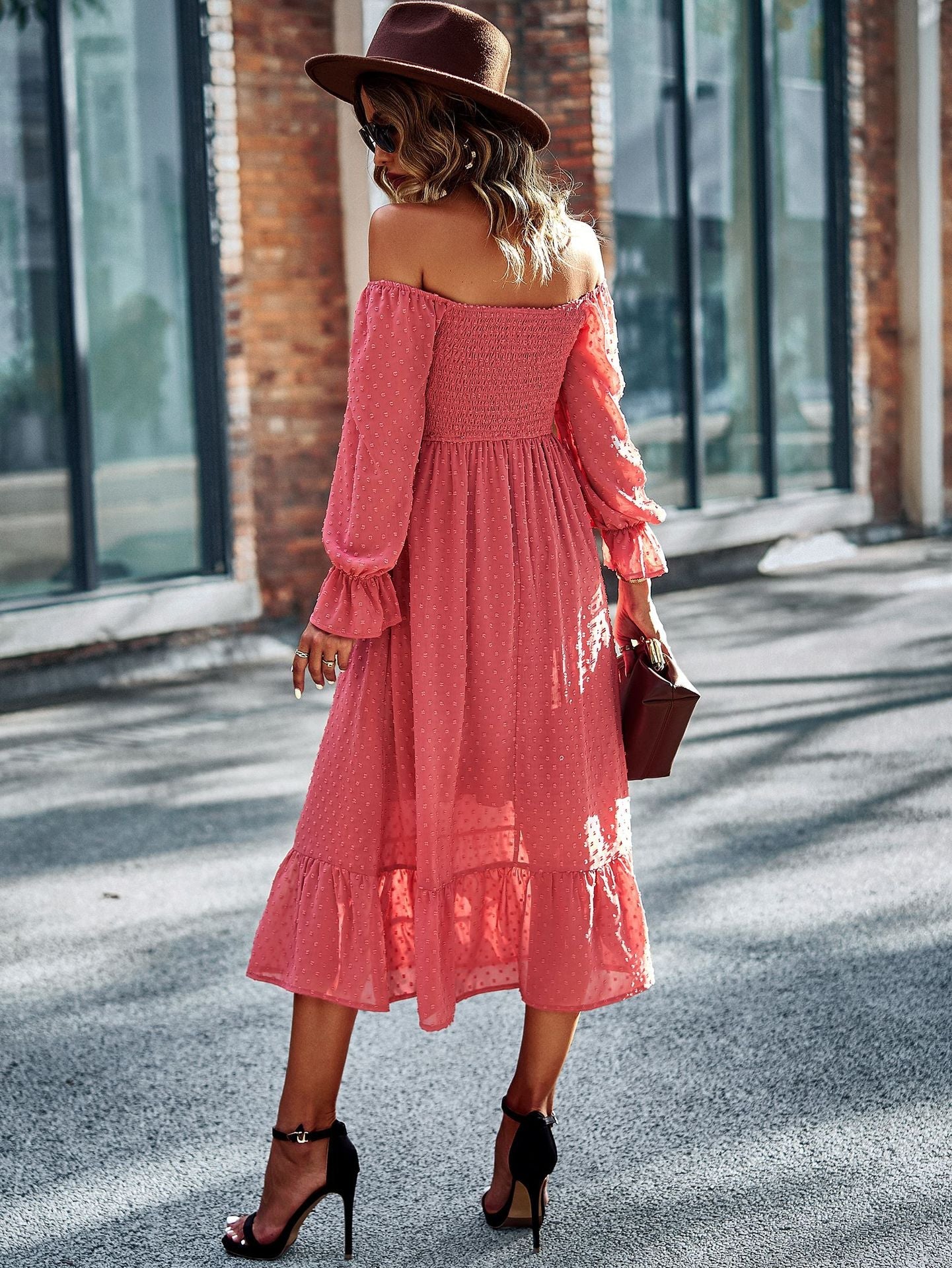 Casual Off The Shoulder Summer Daily Dresses-Dresses-Pink-S-Free Shipping Leatheretro