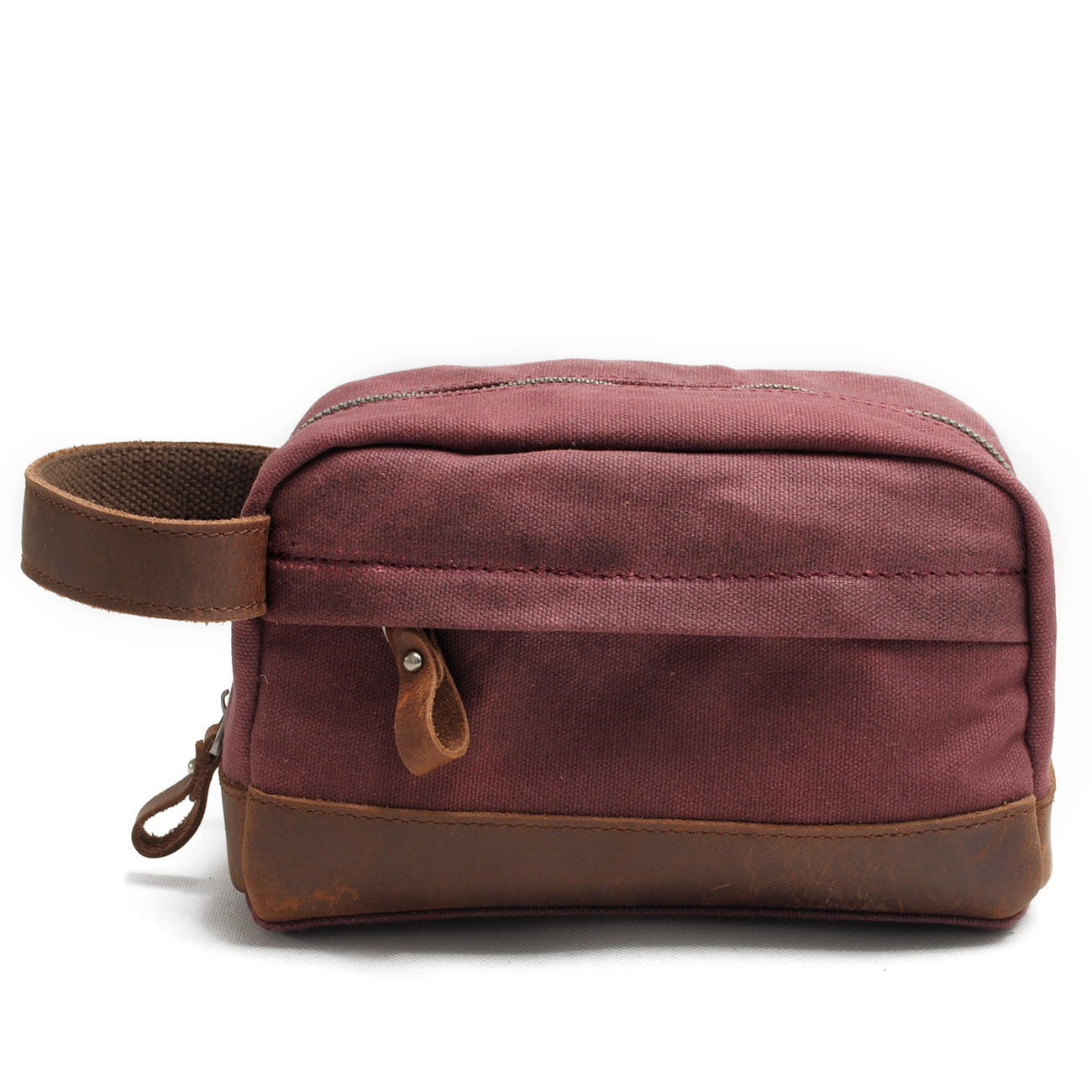 Vintage Waxed Canvas Toiletry Bag for Men 9138-Toiletry Bag-Rose Red-Free Shipping Leatheretro