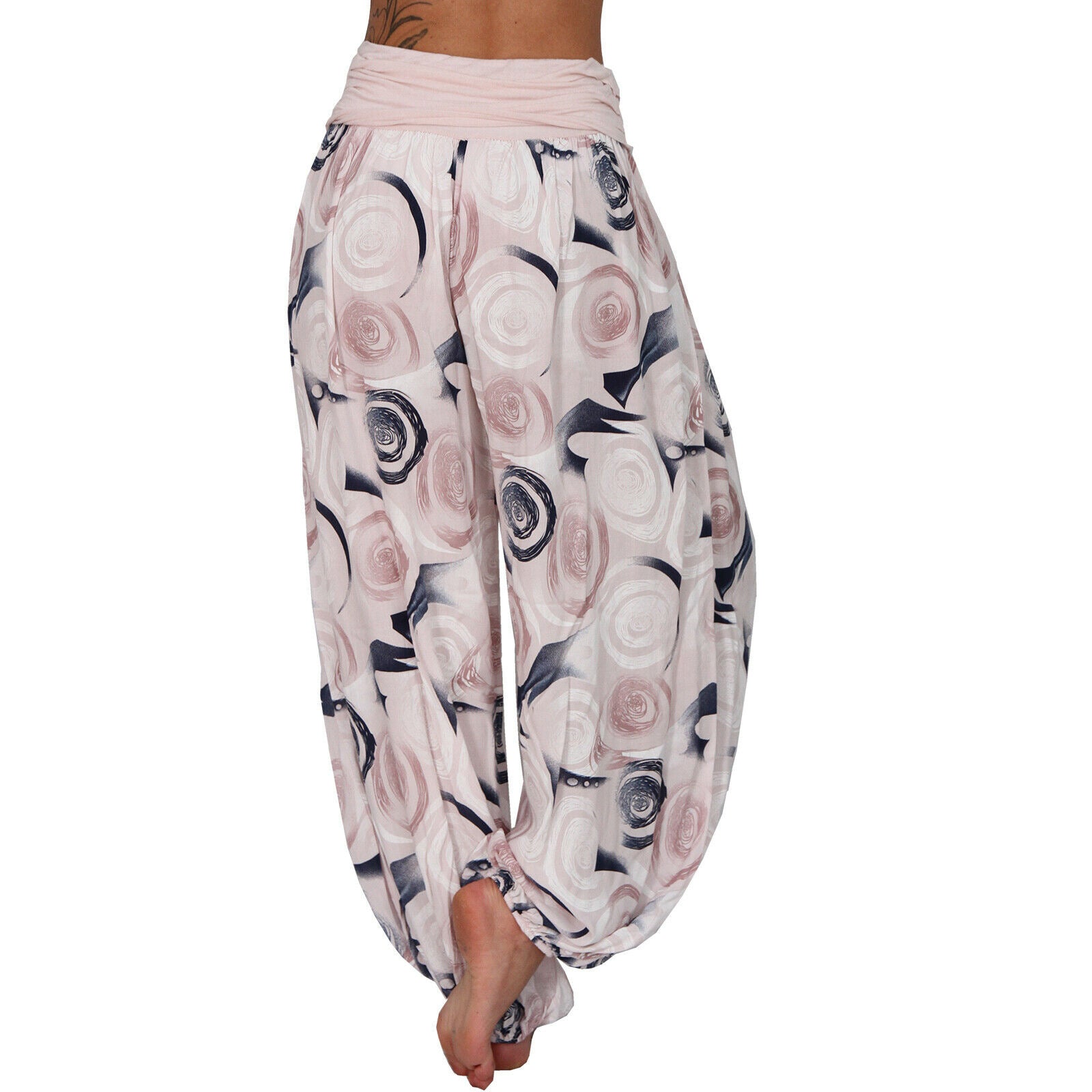 Casual Floral Print Women Harem Pants-Pants-White-S-Free Shipping Leatheretro