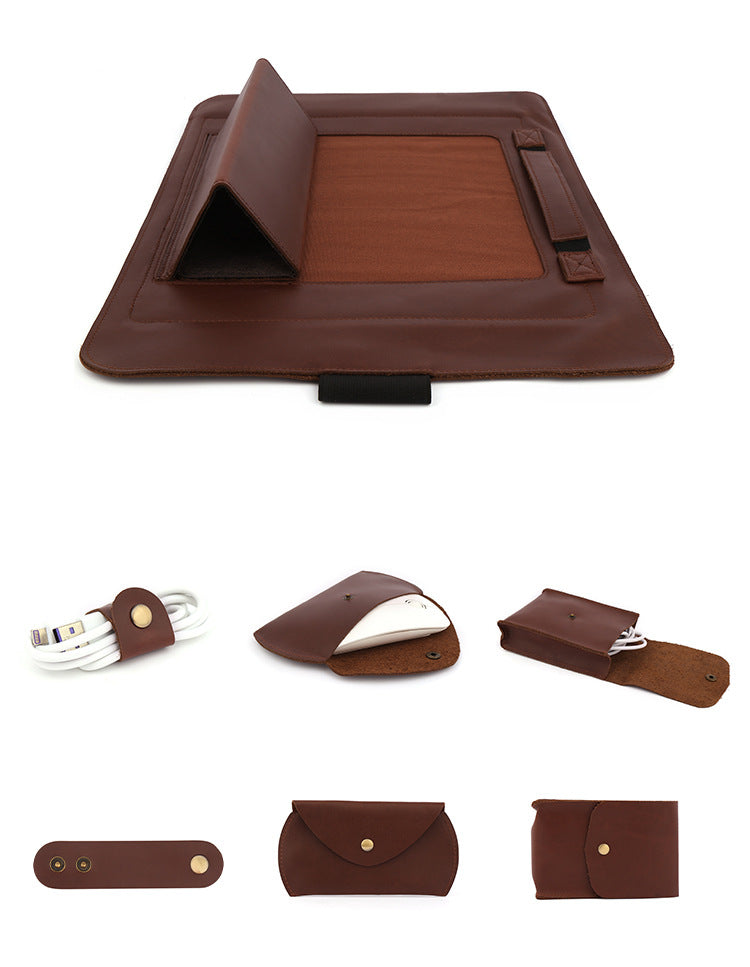 Vintage Multifunctional 13.3 Leather padfolio Laptop Bag J6522-Leather padfolio-Brown-Free Shipping Leatheretro