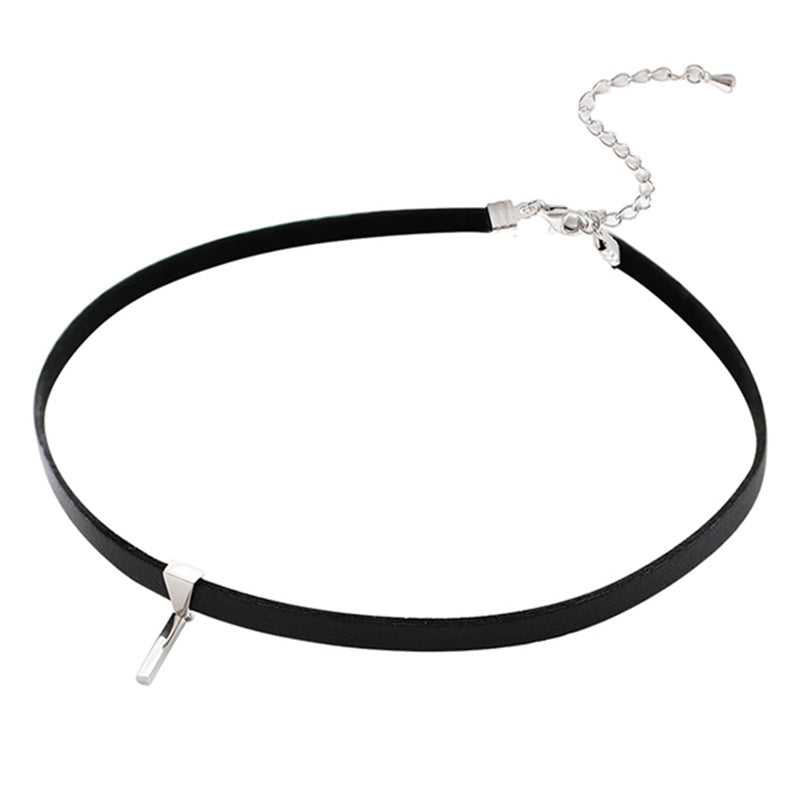 Black Leather Simple Style Necklace for Women-Necklaces-A-Free Shipping Leatheretro