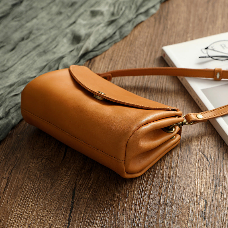 Vege Tanned Leather Small Bag for Women 21026-Yellow-Free Shipping Leatheretro